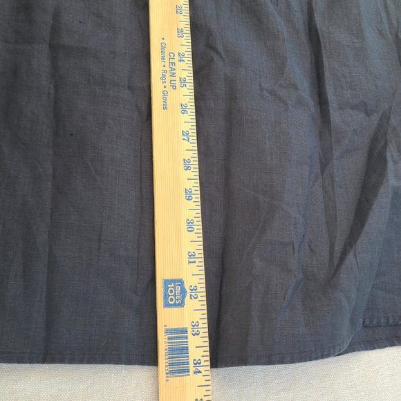 Eileen Fisher Organic Linen Black Midi Faux Wrap Skirt Stretch Waist Tie Size M - Picture 9 of 9